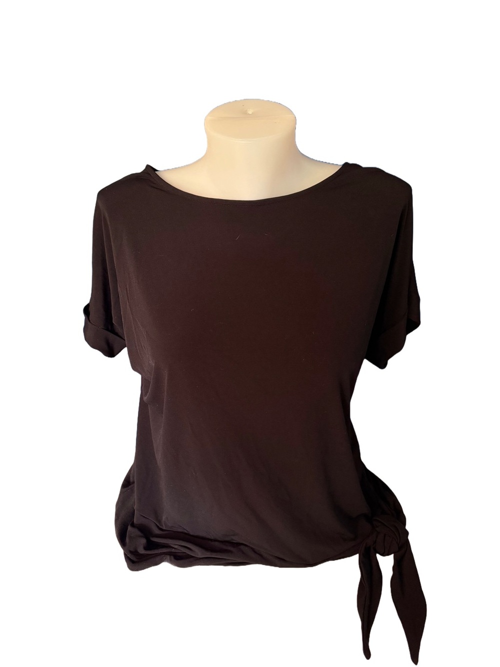 Calvin Klein Black Short Sleeve Side-Tie Top
